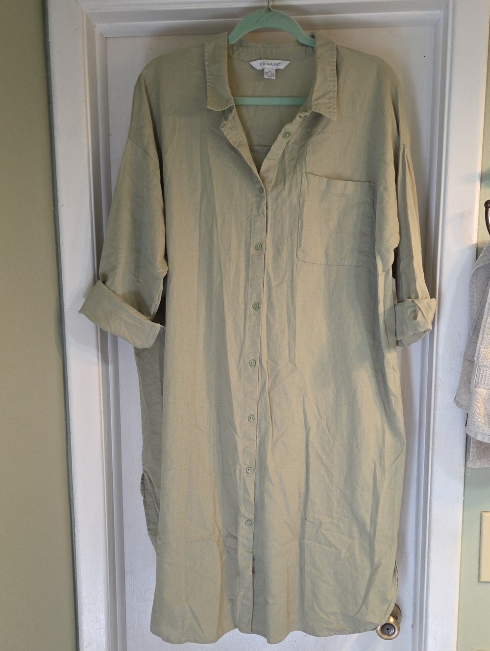 Primark Light Sage Green Cotton/Linen Dress